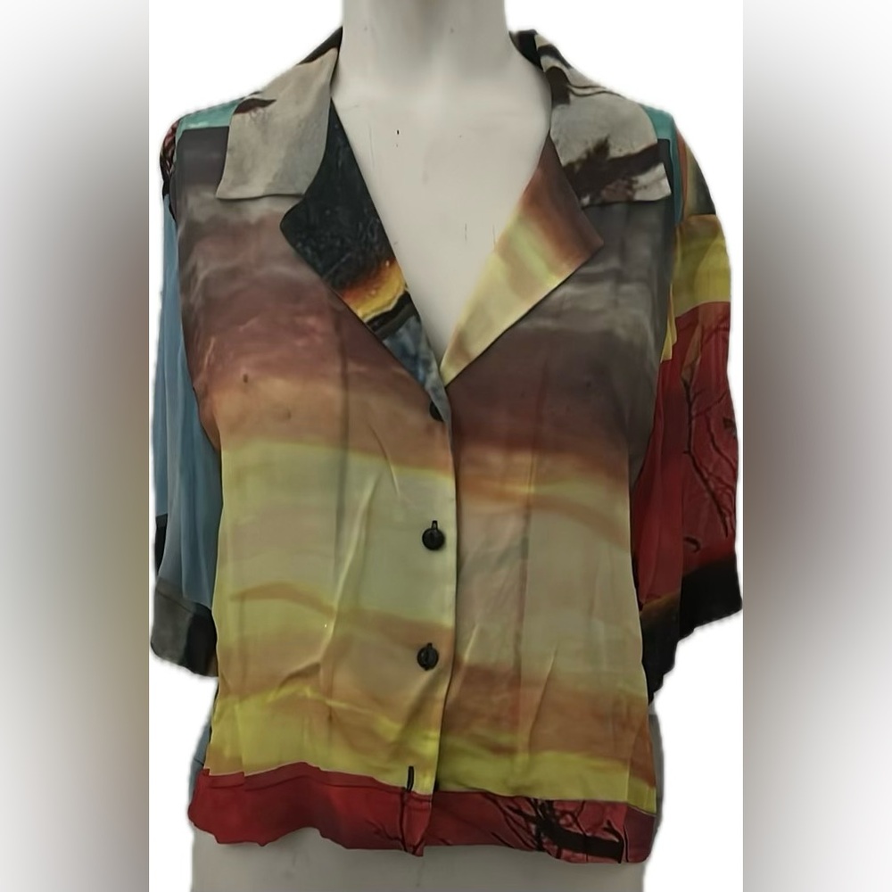 Rag & Bone Multicolor Abstract Print Women's cropped blouse
